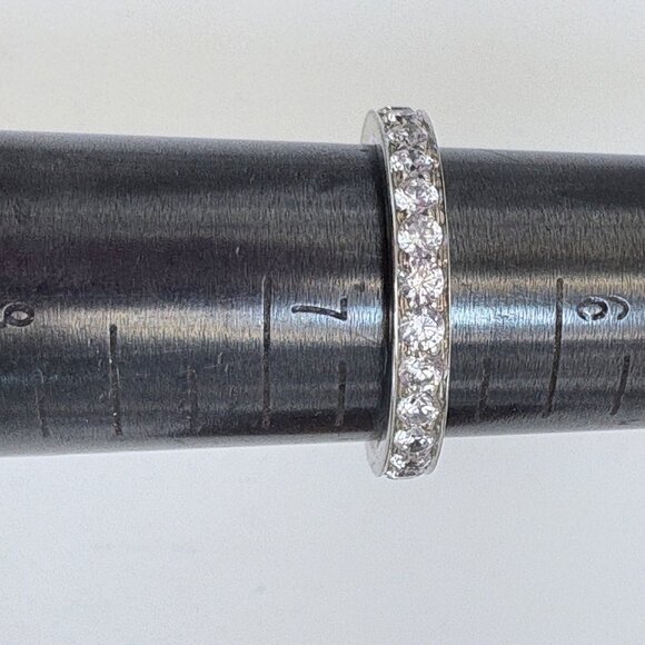 VTG Solid Sterling Silver 925 Cubic Zirconia Pavé Set Statement Ring Size 6.5 - Picture 8 of 9